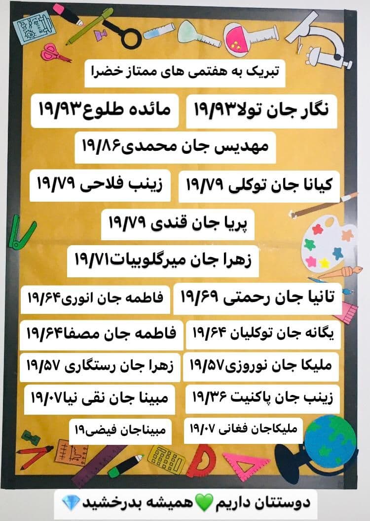 دانش آموزان برتر خضرا